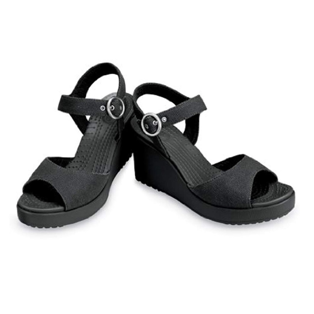 NEW • Crocs • Hanalei Black Wedges 9 Women’s